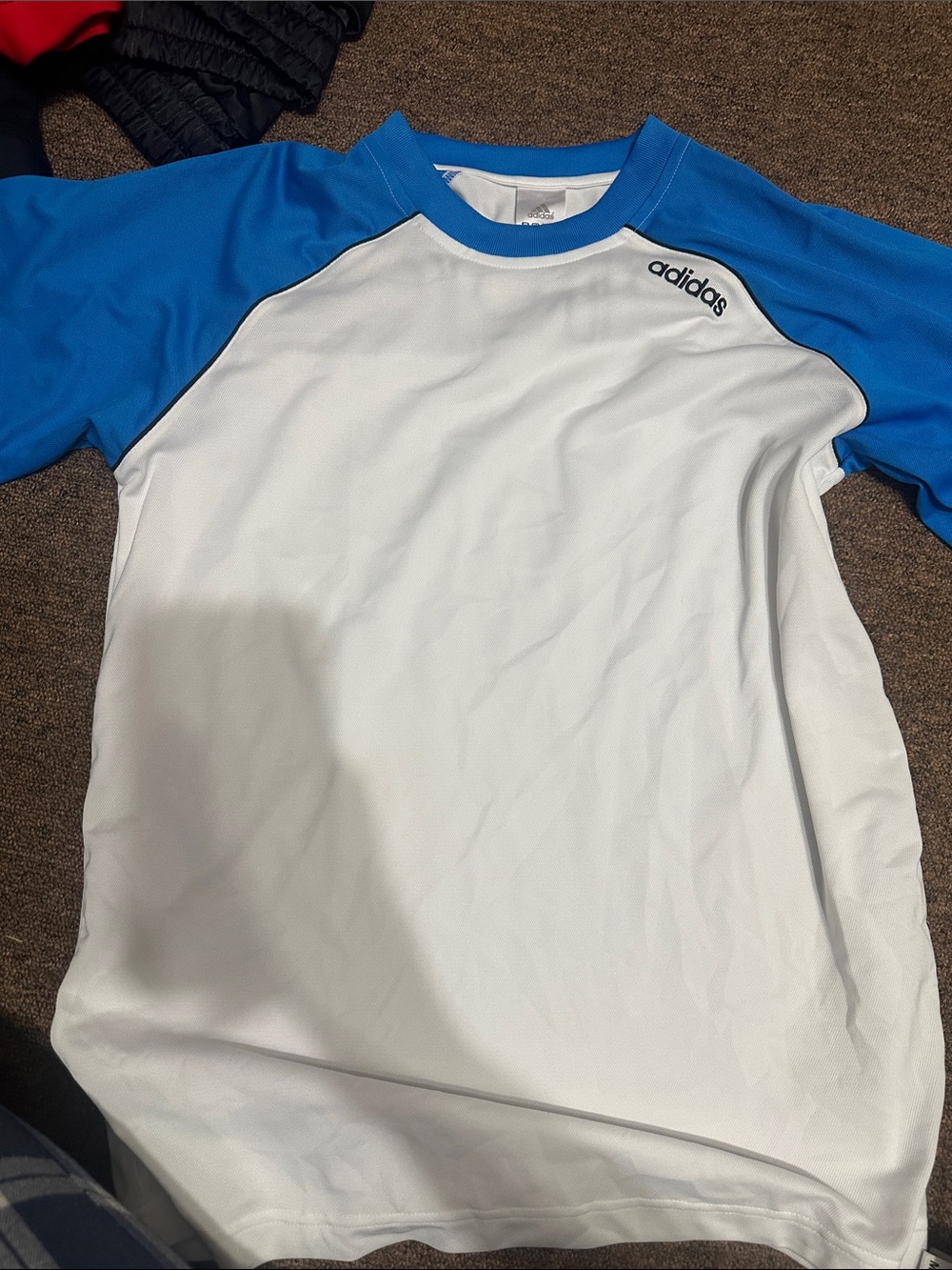 adidas White and Blue Raglan Performance Tee